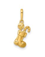 Little Kitten Sunny Cloud 14k Madi K Polished Christmas Stocking with Candy Childrens Charm / Pendant