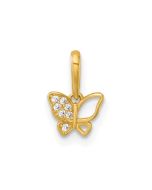 Kitten Playful Sprout 14k Madi K Polished CZ Open Butterfly Childrens Charm / Pendant