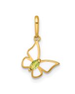 Happy Puff 14k Madi K Polished White Enamel and Green CZ Butterfly Childrens Charm / Pendant