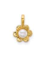 Tiny Panda 14k Madi K Polished 3-4mm Button White Freshwater Cultured Pearl Flower Pendant
