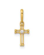 Bunny Bear 14k Madi K Polished and Beaded CZ Open Cross Childrens Charm / Pendant
