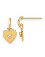 Cricket Wink 14k Madi K Polished CZ Heart Childrens Dangle Post Earrings
