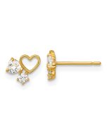 Skippy Bug 14k Madi K Polished CZ Hearts Childrens Post Earrings