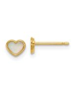 Cricket Boo 14K Polished Mother of Pearl Heart Post Earrings