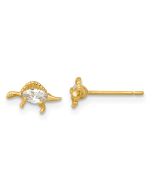 Sunny 14k Madi K Polished and Grooved CZ Stegosaurus Childrens Post Earrings