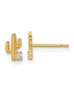 Sunbeam Bloom 14k Madi K Polished CZ Cactus Childrens Post Earrings