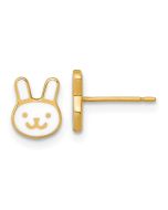 Minnie Boo 14k Madi K Polished White Enameled Bunny Face Childrens Post Earrings
