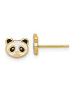 Whimsy Glow 14k Madi K Polished Black and White Enameled Panda Childrens Post Earrings
