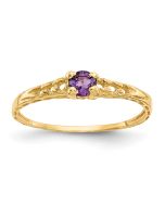 Wobbles Song 14k Madi K 3mm Amethyst Birthstone Baby Ring
