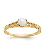Clover Puff 14k Madi K 3mm FW Cultured Pearl Birthstone Baby Ring