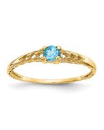 Merry Pie 14k Madi K 3mm Blue Topaz Birthstone Baby Ring