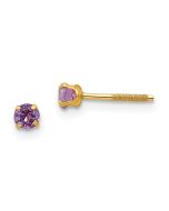 Cherry Nook 14k Madi K 3mm Imitation Amethyst Birthstone Earrings (Feb)