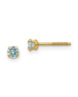 Bubbles Nook 14k Madi K 3mm Imitation Aquamarine Birthstone Earrings (Mar)