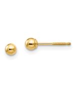 Puddle Bean 14k Madi K 3mm Ball Push On and Screw Off Screwback Earrings