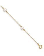 Doodle Pop 14k Madi K 5-6mm White Near-Round Freshwater Cultured Pearl 3-Station 6 inch Bracelet