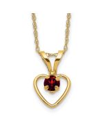 Zippy Glow 14k Madi K 3mm Garnet Heart Birthstone Necklace