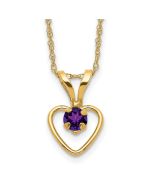 Little Panda Bright Panda 14k Madi K 3mm Amethyst Heart Birthstone Necklace