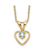 Peanut Spark 14k Madi K 3mm Aquamarine Heart Birthstone Necklace