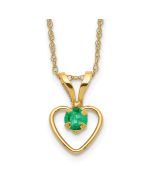 Kitten Pie 14k Madi K 3mm Emerald Heart Birthstone Necklace