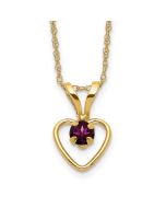 Clover Bear 14k Madi K 3mm Rhodolite Garnet Heart Birthstone Necklace