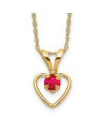 Duckling Song 14k Madi K 3mm Ruby Heart Birthstone Necklace
