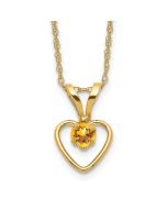 Whimsy Nest 14k Madi K 3mm Citrine Heart Birthstone Necklace