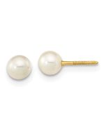 Winky Bean 14k Madi K 4-5mm White Near-Round Freshwater Cultured Pearl Screwback Post Earrings
