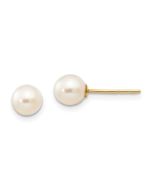 Puddle Drift 14k Madi K 5-6mm White Near Round Freshwater Cultured Pearl Post Earrings