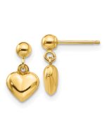 Peaches Pie 14k Madi K Puffed Heart Post Dangle Earrings