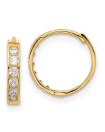 Luna 14k Madi K CZ Hinged Hoop Earrings