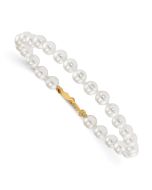 Luna Pop 14k Madi K 4.5mm-5.5mm White Imitation Shell Pearl 5.25 inch Bracelet