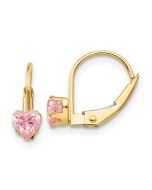 Koala Joy 14k Madi K Leverback 4mm Pink CZ Earrings