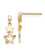 Buddy 14k Madi K CZ Polished Star Post Dangle Earrings