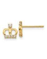 Pixie Bear 14k Madi K CZ Crown Post Earrings