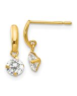 Cocoa Bear 14k Madi K CZ Children's Dangle Post Earrings