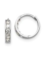 Bubbles Cloud 14k White Gold Madi K CZ Children's Hinged Hoop Earrings