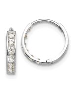 Skippy Spark 14k White Gold Madi K CZ Children's Hinged Hoop Earrings