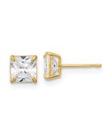 Fluffy Nest 14k Madi K 5mm Square CZ Basket Set Stud Earrings