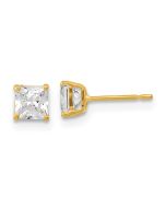 Kitten Pop 14k Madi K 4mm Square CZ Basket Set Stud Earrings