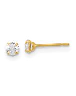 Turtle Boo 14k Madi K 3mm Round CZ Basket Set Stud Earrings