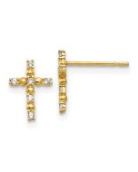 Skippy Puff 14k Madi K CZ Children's Cross Post Earrings