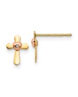 Koala Bear 14k Yellow & Rose Gold Madi K Children's Cross Heart Post Earrings