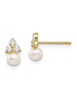 Cherry Buddy 14k Madi K CZ and FW Cultured Pearl Post Earrings