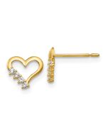 Kitten Puff 14k Madi K CZ Children's Heart Post Earrings