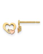 Cotton Bug 14k Yellow & Rose Gold Madi K CZ Children's Heart Post Earrings