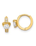 Star Joy 14k Madi K CZ Children's Heart Hinged Hoop Earrings