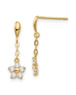 Pebble Nook 14k Madi K CZ Children's Flower Dangle Post Earrings