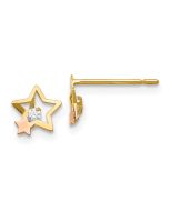Sprout Puff 14k Yellow & Rose Gold Madi K CZ Children's Star Post Earrings