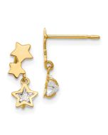 Twinkle Nook 14k Madi K CZ Children's Star Dangle Post Earrings