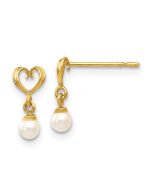 Bubbles Bean 14k Madi K FW Cultured Pearl Heart Dangle Post Earrings